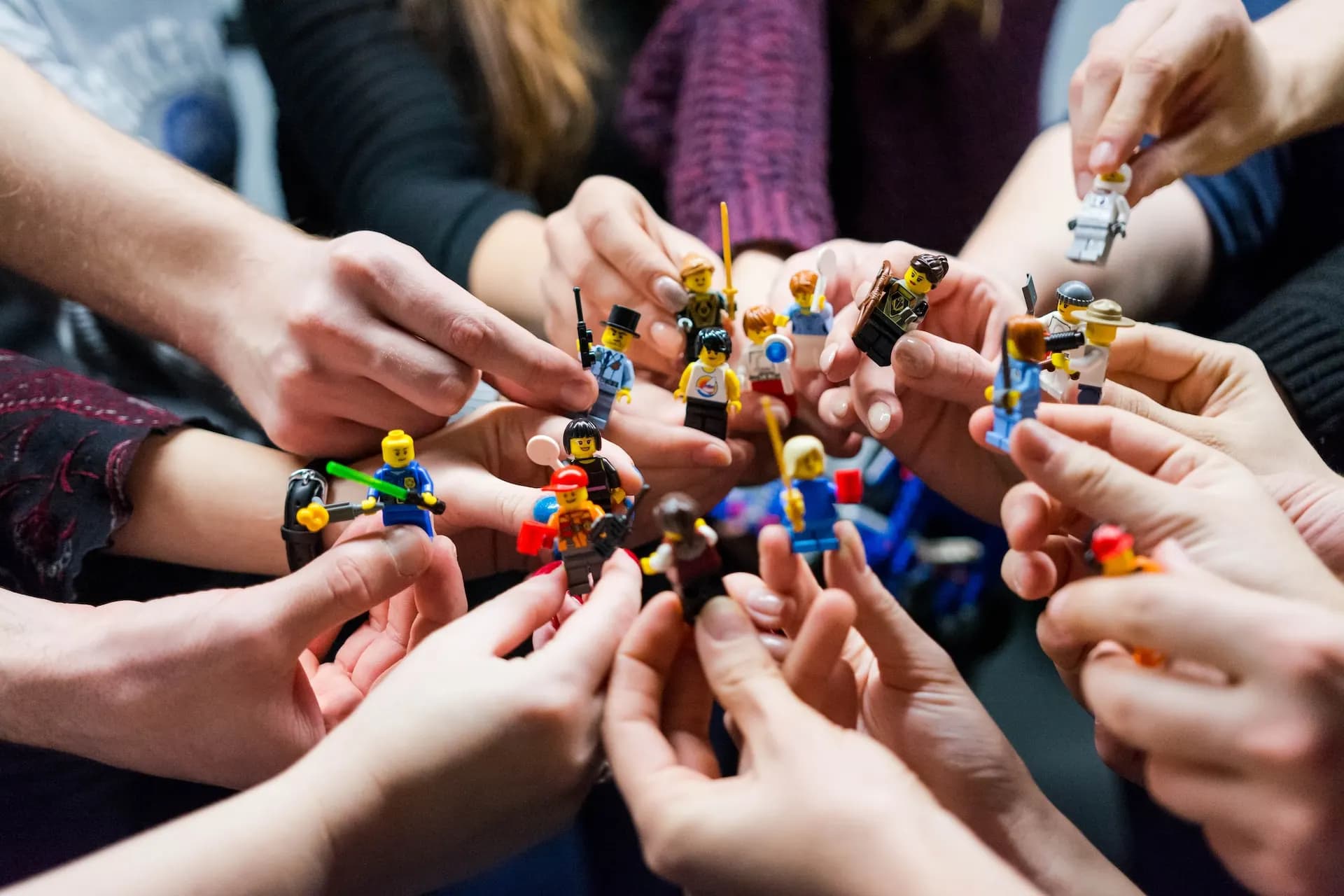 triveni group photo holding lego